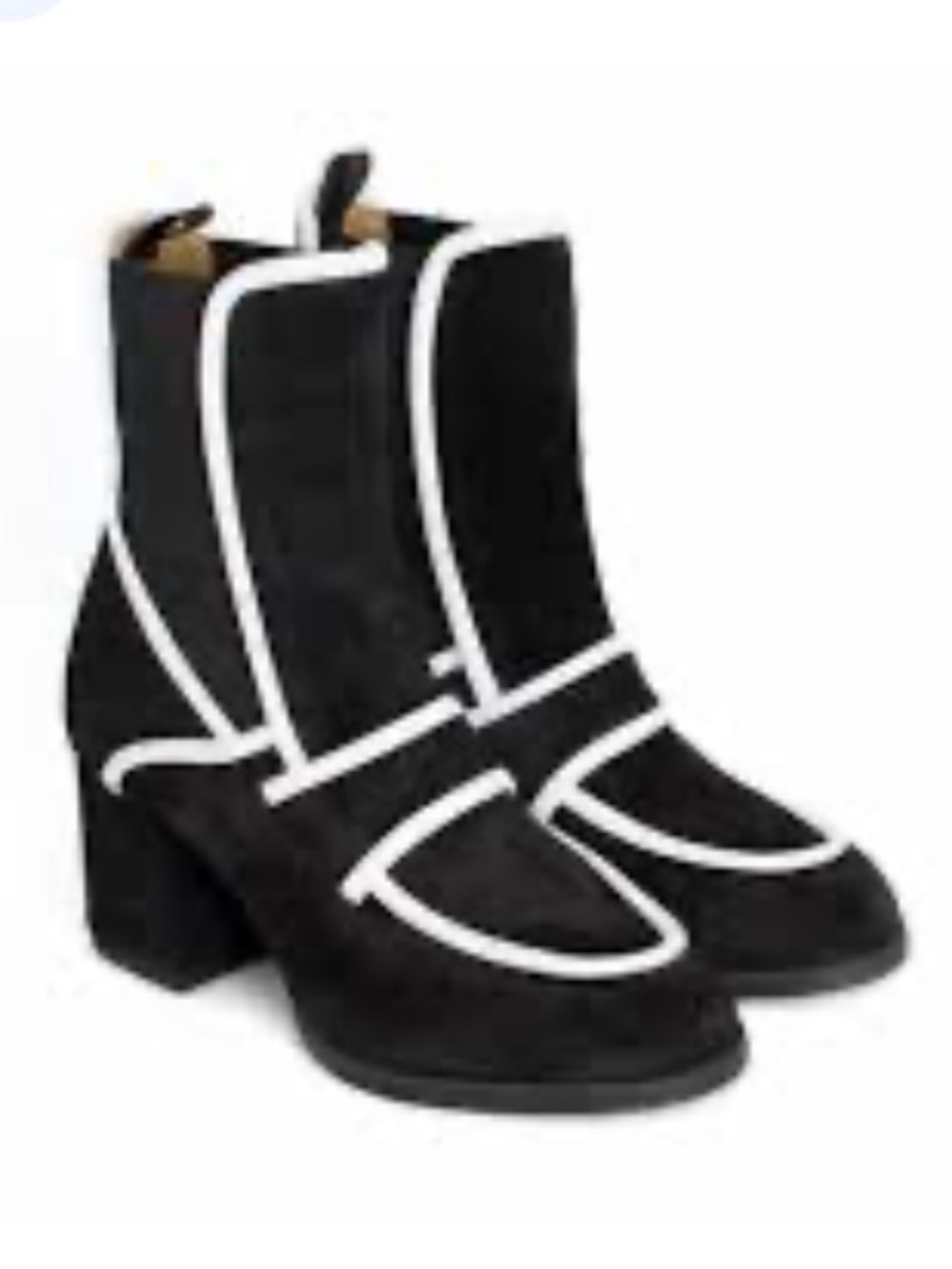 NIB John Fluevog Arcus 10.5 Black Boots with White Trim